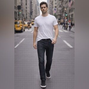 DSTLD Mens Solid Straight Leg Jeans Black 34 X 30 Stretch Cotton